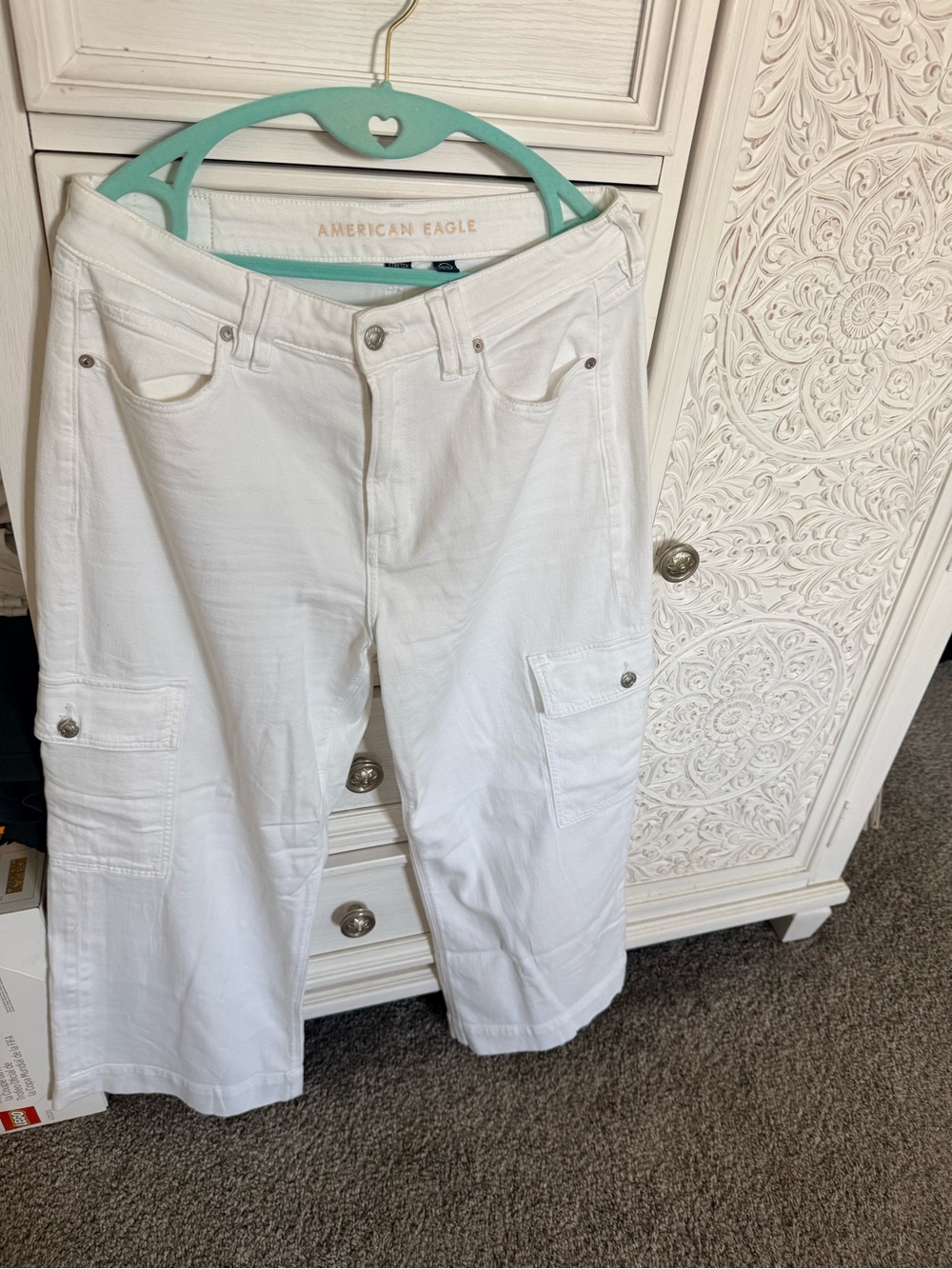 American Eagle Super High Rise Baggy Wide Leg Cargo Jeans 8 XS
